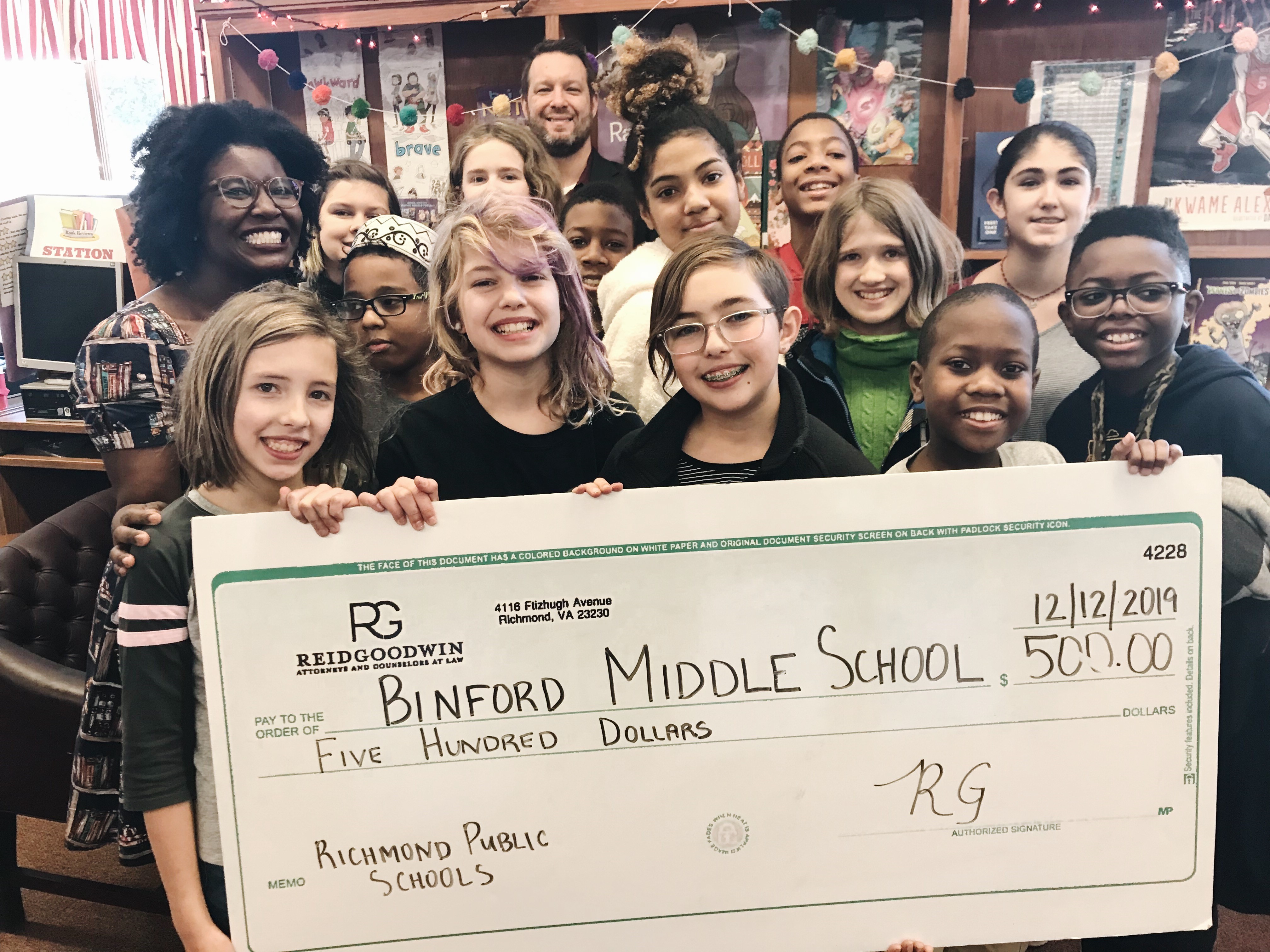 Congratulations to Binford Middle School! ReidGoodwin's Reading Corner